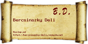 Bercsinszky Deli névjegykártya